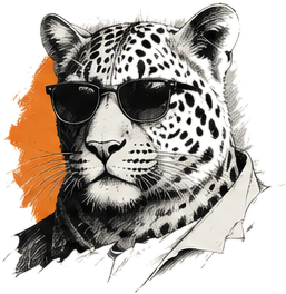 Illustrated wild cat mascot wearing sunglasses